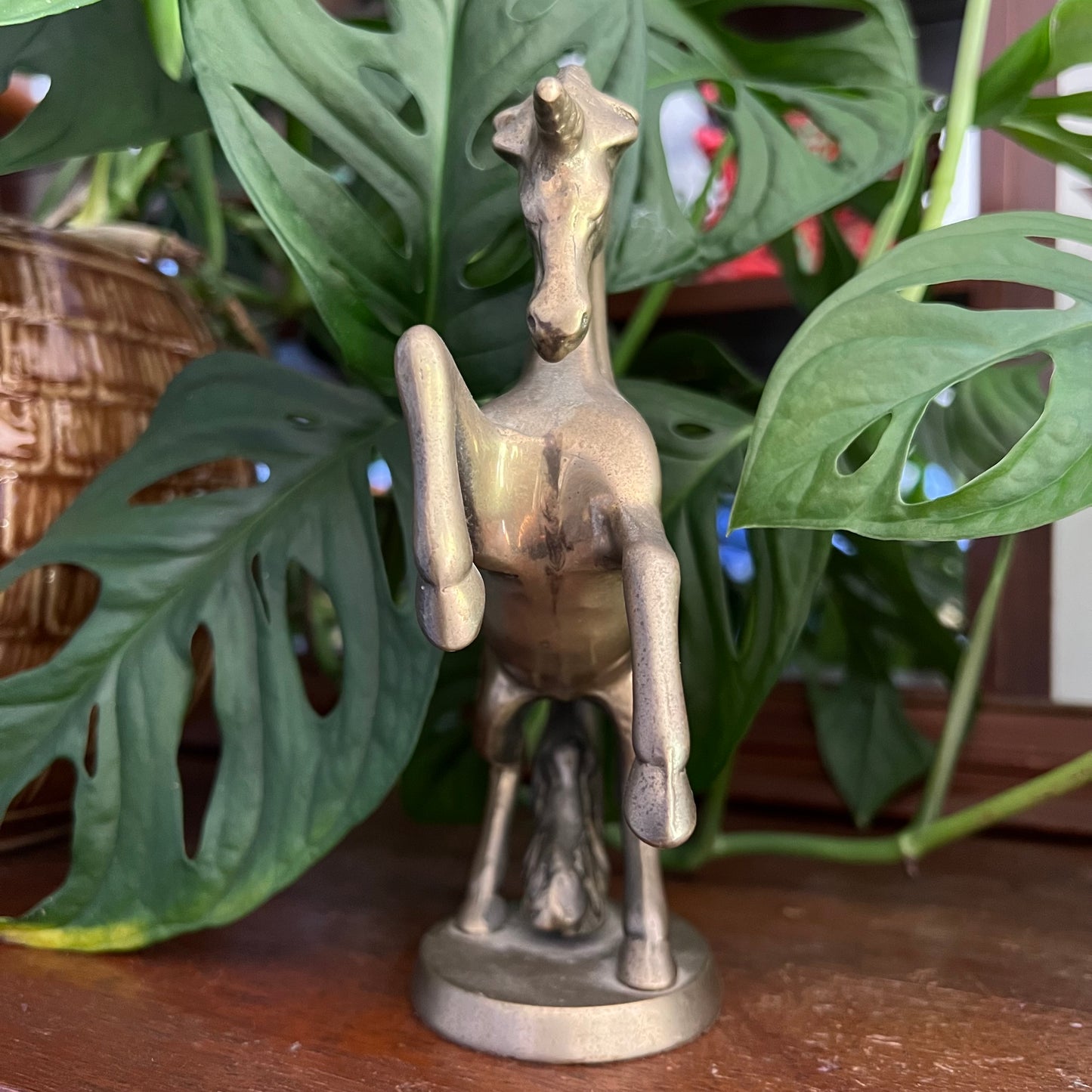 Vintage 80's Brass Unicorn Figurine Statue
