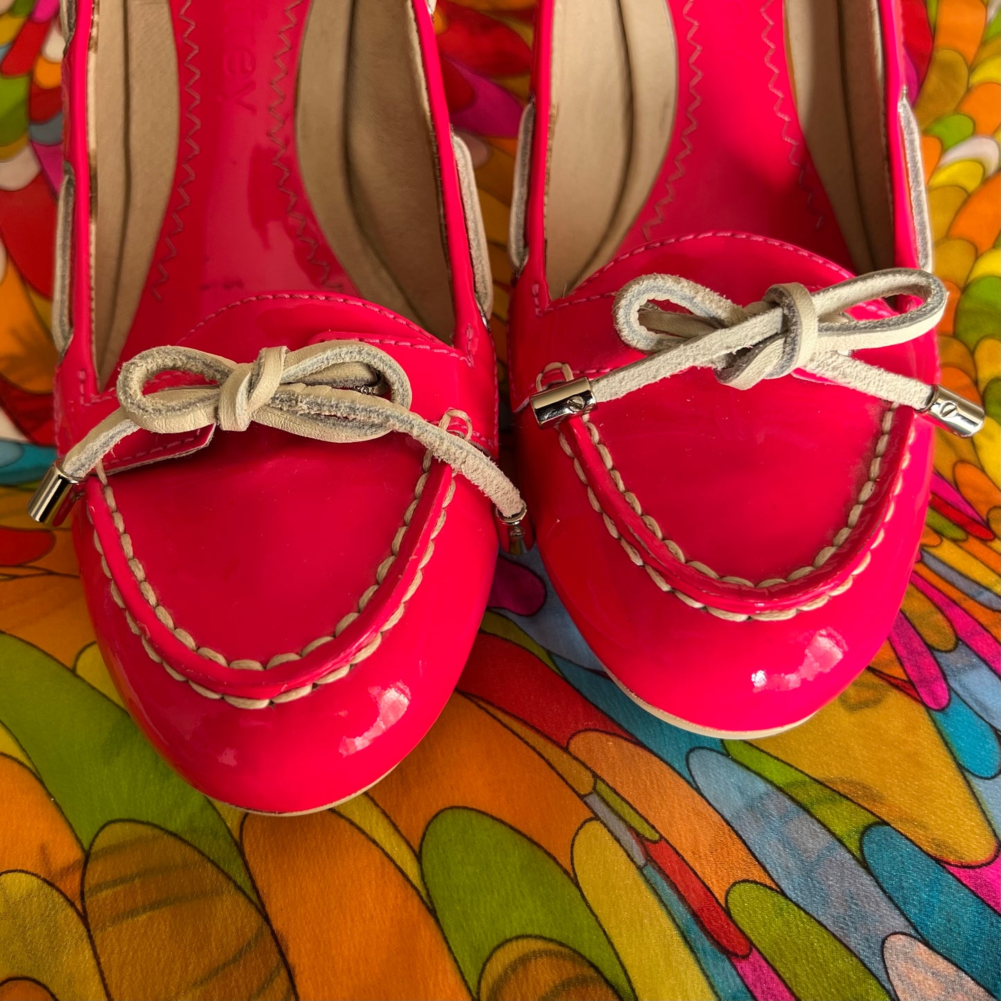 Hot Pink Jeffrey Sperry Top-Sider Patent Leather Chunky Heels-Size 8M