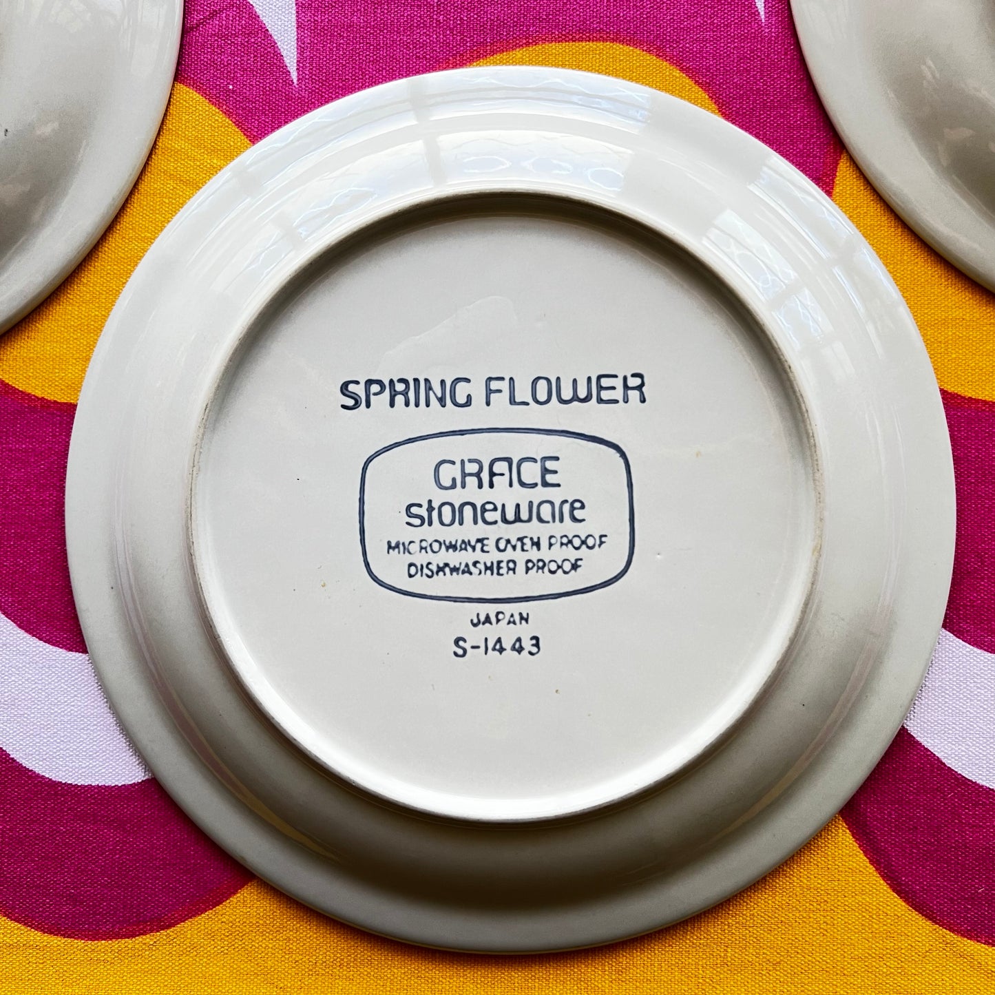 Vintage 70s Grace Stoneware Spring Flower S-1443 Salad Plates- Made in Japan- Set of 6