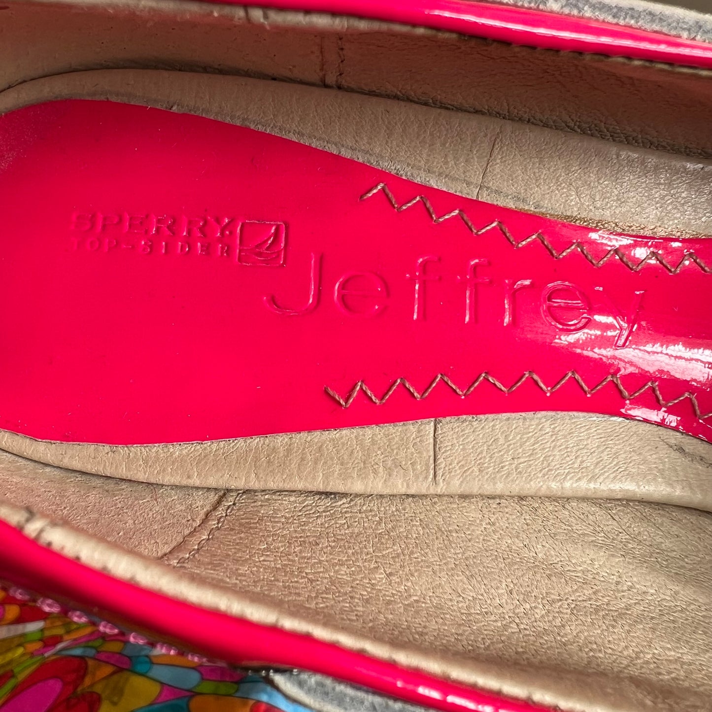 Hot Pink Jeffrey Sperry Top-Sider Patent Leather Chunky Heels-Size 8M