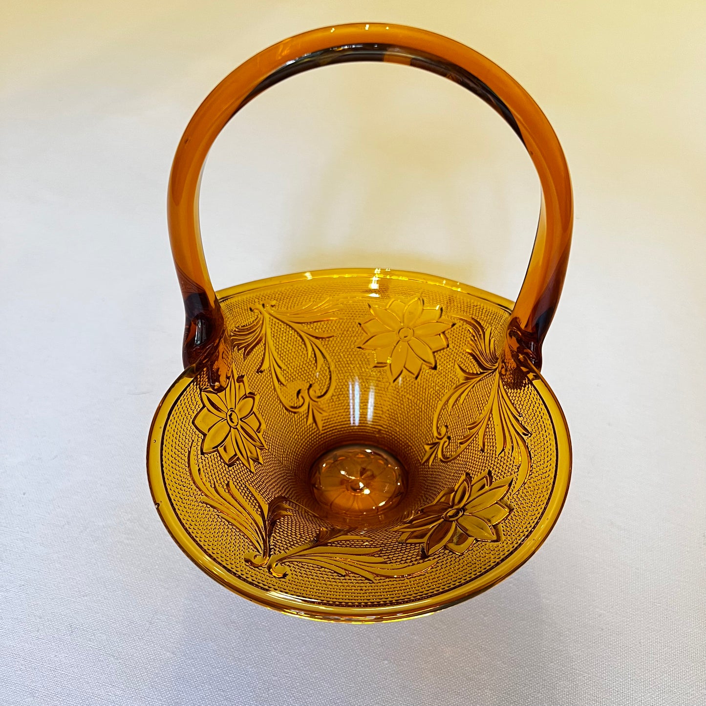 Vintage Indiana Glass Tiara Sandwich Amber Basket