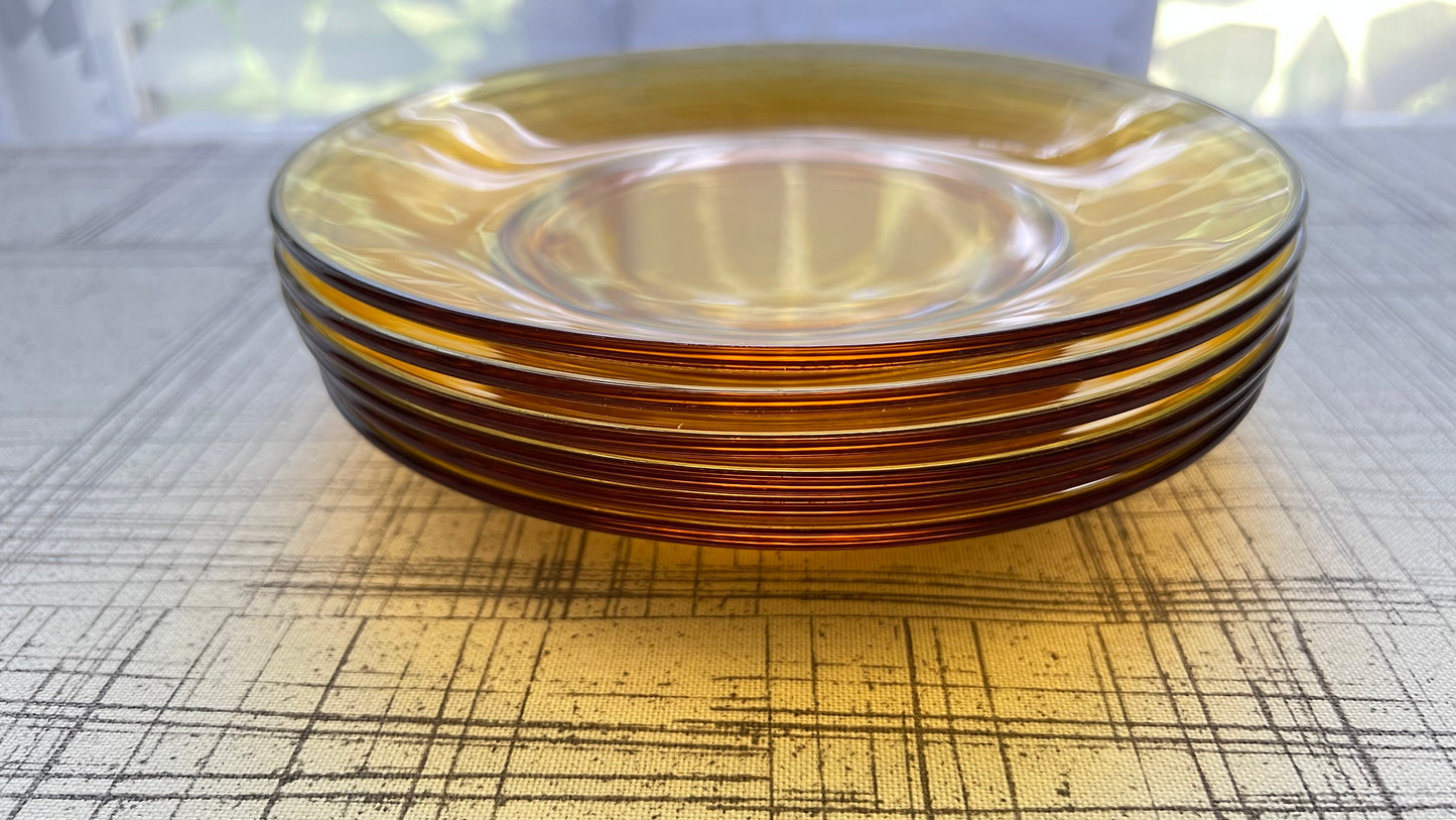 Vintage Bormioli Vitrosax Italy Yellow Glass Plates-Set of 6