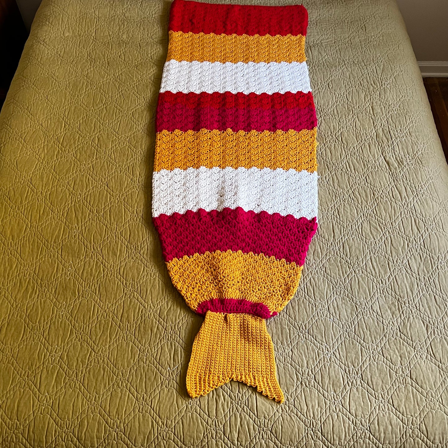 The Yellowtail- Vintage Crochet Mermaid Tail Blanket